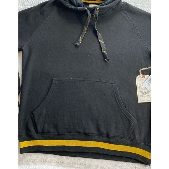 BLACKJACK MEN’S MEDIUM Black Pullover  Hoodie with Gold Trim - Picture 4 of 10